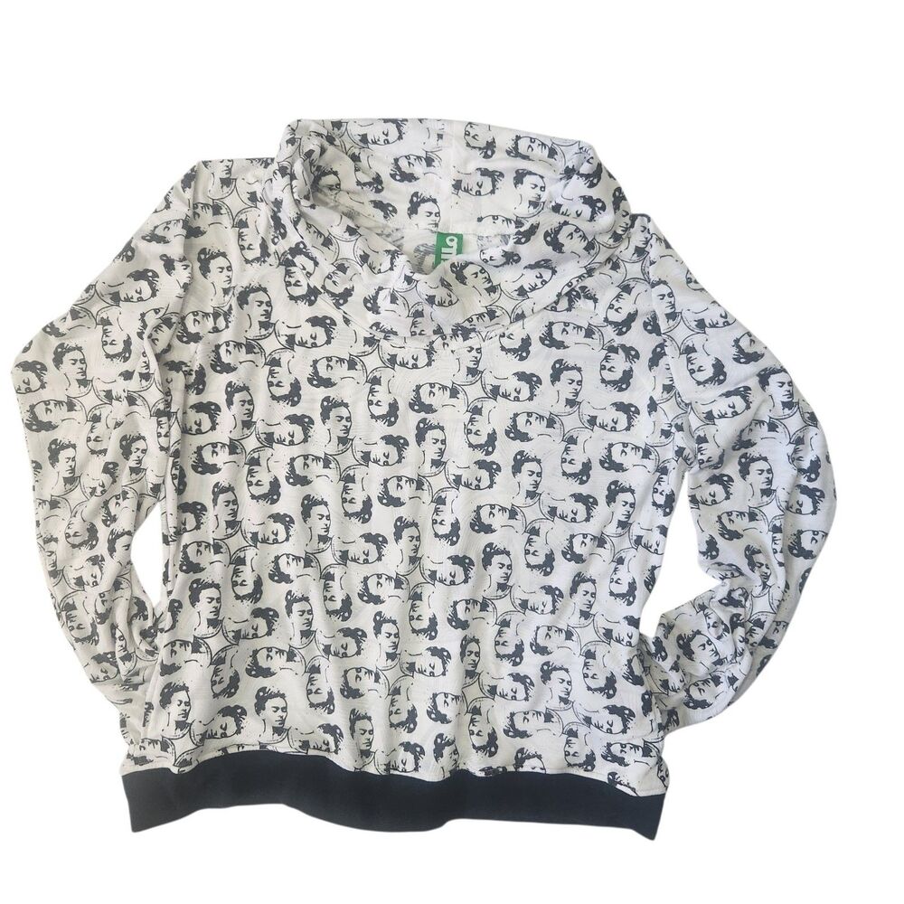 Pillo Frida Kahlo Face All Over Print Cowl Neck Top XL Art Teacher History Core - Picture 7 of 7